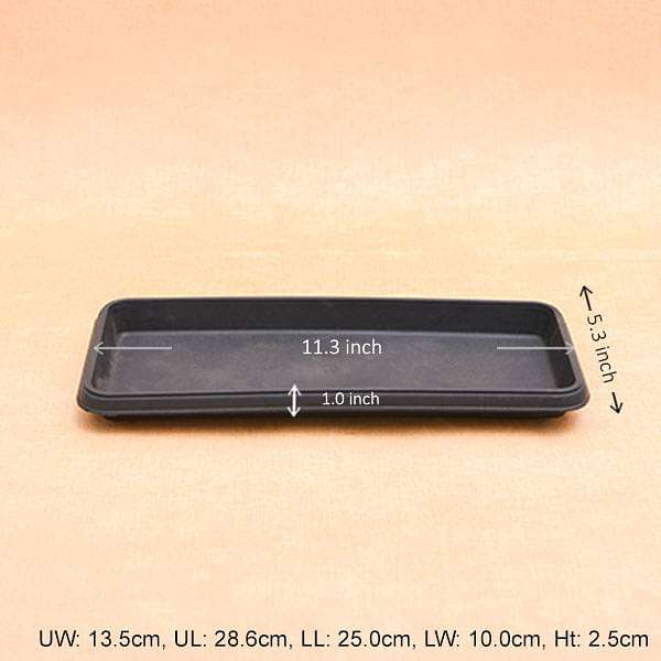 11.2 inch (28 cm) Rectangle Plastic Plate for 11.8 inch (30 cm) Bello Window Planter No. 30 Pot (Black) (set of 3) - Image 2