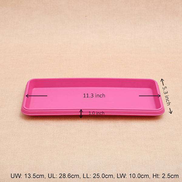 11.2 inch (28 cm) Rectangle Plastic Plate for 11.8 inch (30 cm) Bello Window Planter No. 30 Pot (Dark Pink) (set of 3) - Image 2