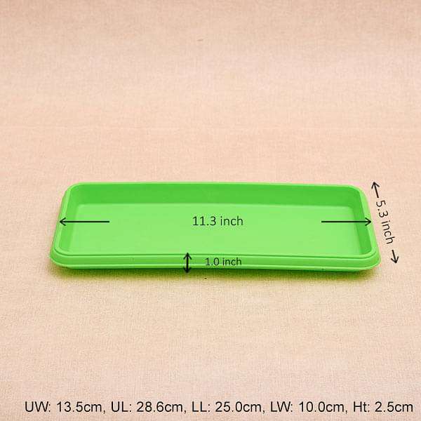 11.2 inch (28 cm) Rectangle Plastic Plate for 11.8 inch (30 cm) Bello Window Planter No. 30 Pot (Green) (set of 3) - Image 2