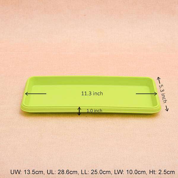 11.2 inch (28 cm) Rectangle Plastic Plate for 11.8 inch (30 cm) Bello Window Planter No. 30 Pot (Lime Yellow) (set of 3) - Image 2