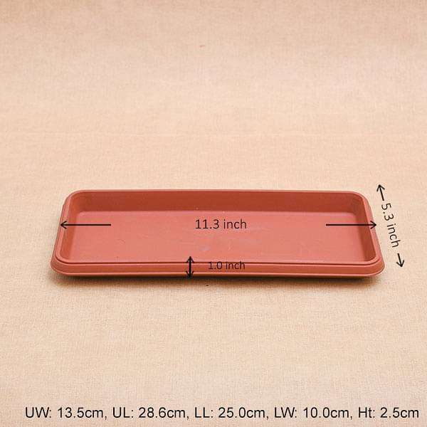 11.2 inch (28 cm) Rectangle Plastic Plate for 11.8 inch (30 cm) Bello Window Planter No. 30 Pot (Terracotta Color) (set of 3) - Image 2