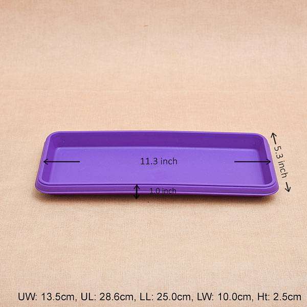 11.2 inch (28 cm) Rectangle Plastic Plate for 11.8 inch (30 cm) Bello Window Planter No. 30 Pot (Violet) (set of 3) - Image 2