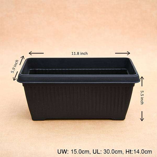 11.8 inch (30 cm) Bello Window Planter No. 30 Rectangle Plastic Pot (Black) (set of 6) - Image 2