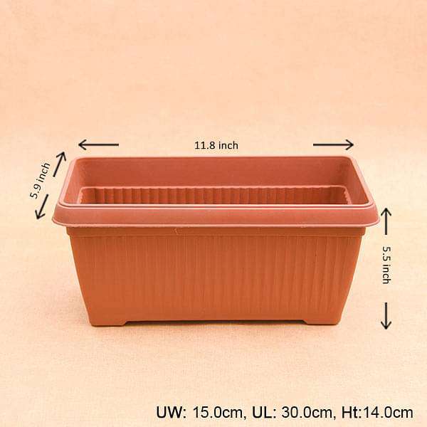 11.8 inch (30 cm) Bello Window Planter No. 30 Rectangle Plastic Pot (Terracotta Color) (set of 6) - Image 2