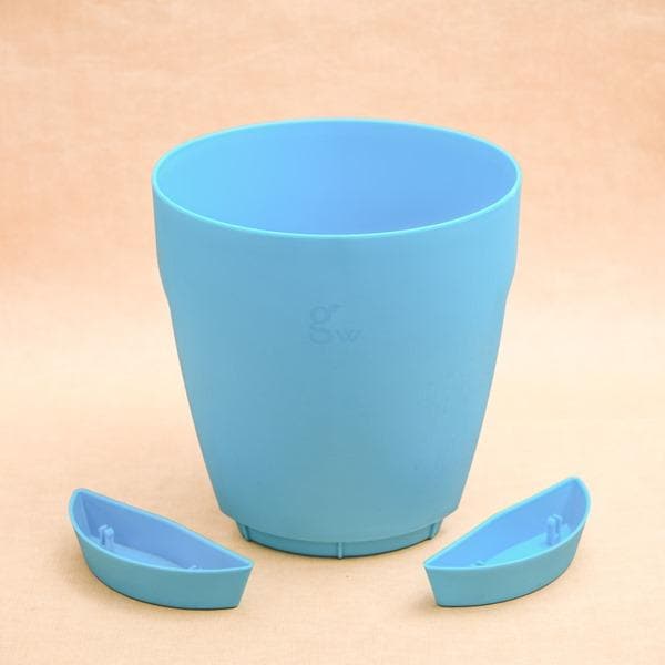 11 inch (28 cm) Balcony Railing Round Plastic Planter (Blue) - Image 3