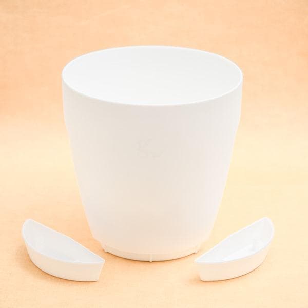 11 inch (28 cm) Balcony Railing Round Plastic Planter (White) - Image 3