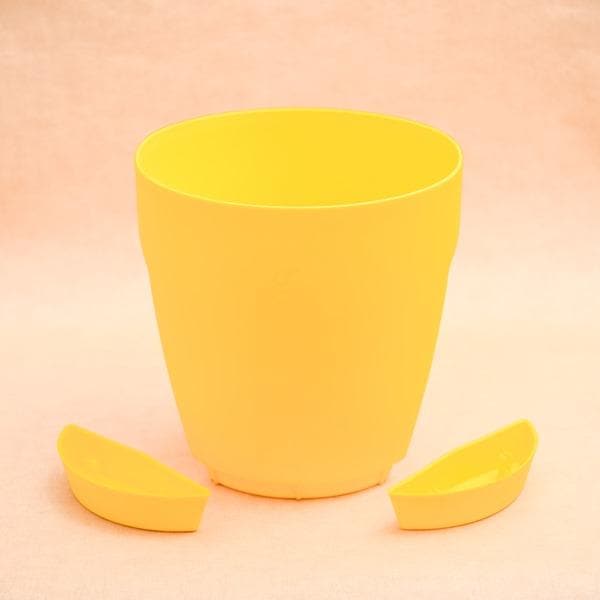 11 inch (28 cm) Balcony Railing Round Plastic Planter (Yellow) - Image 3