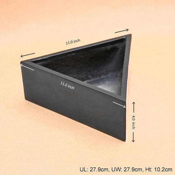 11 inch (28 cm) SML-007 Triangle Fiberglass Planter (Black) - Image 2