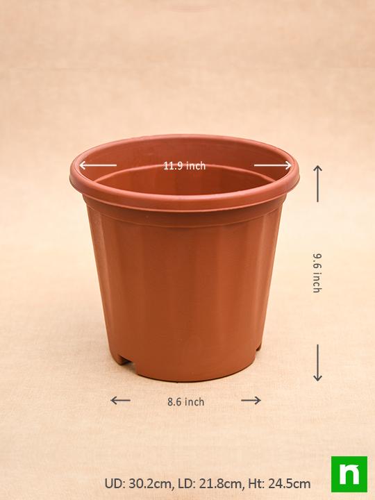 12 inch (30 cm) Grower Round Plastic Pot (Terracotta Color) (set of 3) - Image 3