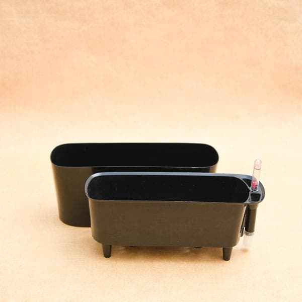 12 inch (30 cm) GW 04 Self Watering Rectangle Plastic Planter (Black) - Image 3
