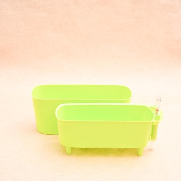 12 inch (30 cm) GW 04 Self Watering Rectangle Plastic Planter (Green) - Image 3