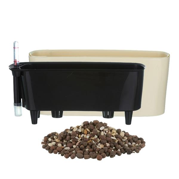 12 inch (30 cm) GW 04 Self Watering Rectangle Plastic Planter (Ivory) - Image 2