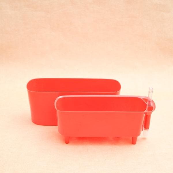 12 inch (30 cm) GW 04 Self Watering Rectangle Plastic Planter (Red) - Image 3