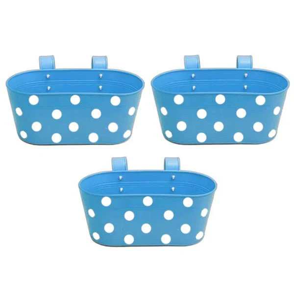 12 inch (30 cm) Polka Railing Oval Metal Planter