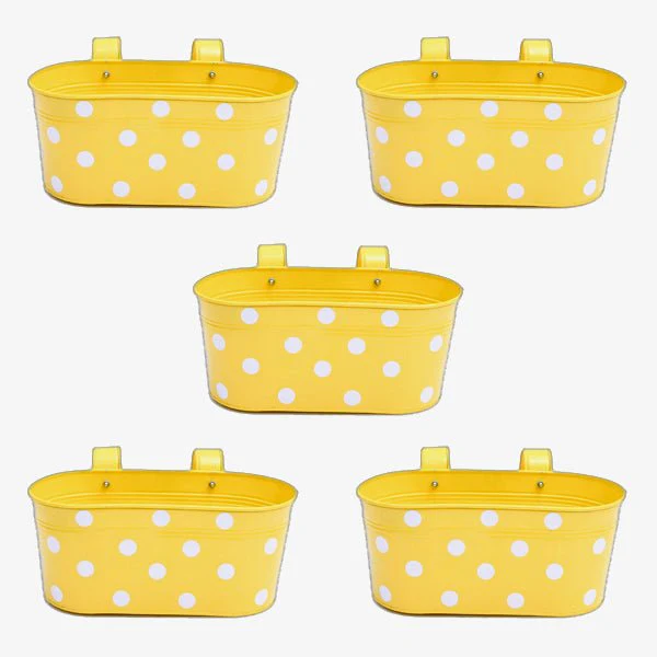 12 inch (30 cm) Polka Railing Oval Metal Planter - Image 12
