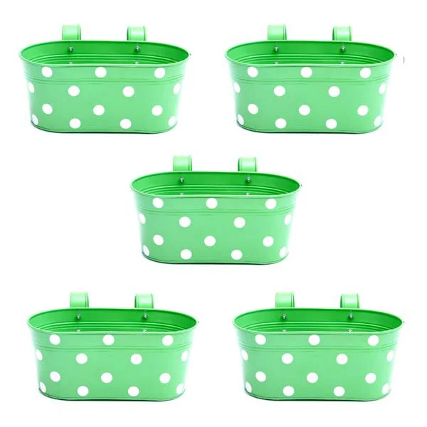 12 inch (30 cm) Polka Railing Oval Metal Planter - Image 15