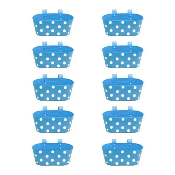12 inch (30 cm) Polka Railing Oval Metal Planter - Image 16