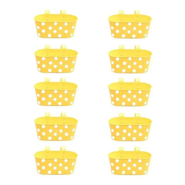 12 inch (30 cm) Polka Railing Oval Metal Planter - Image 17