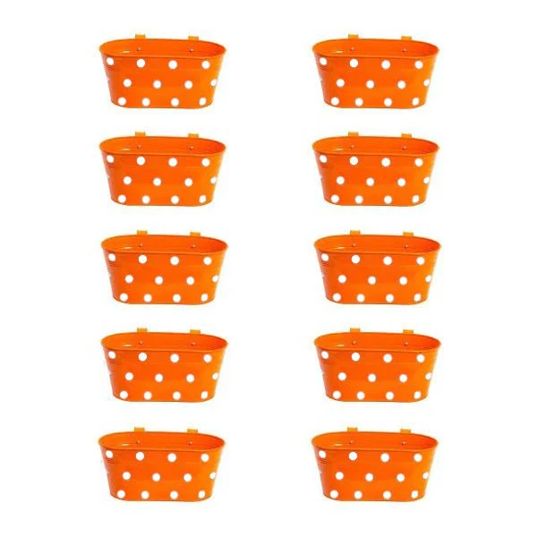 12 inch (30 cm) Polka Railing Oval Metal Planter - Image 19