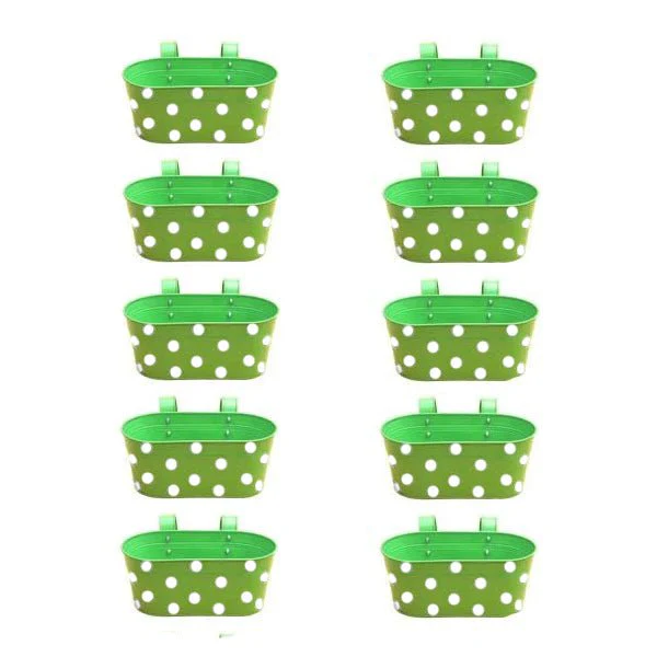 12 inch (30 cm) Polka Railing Oval Metal Planter - Image 20