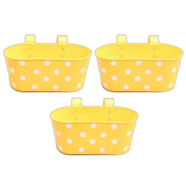 12 inch (30 cm) Polka Railing Oval Metal Planter - Image 3