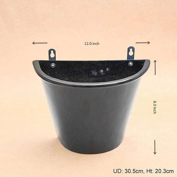 12 inch (30 cm) SML-009 Wall Mounted D Shaped Fiberglass Planter (Black) - Image 4
