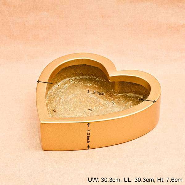 12 inch (30 cm) SML-013 Bonsai Heart Shaped Fiberglass Planter (Golden Color) - Image 3