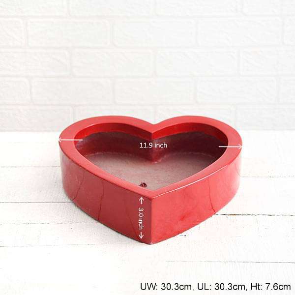 12 inch (30 cm) SML-013 Bonsai Heart Shaped Fiberglass Planter (Red) - Image 3