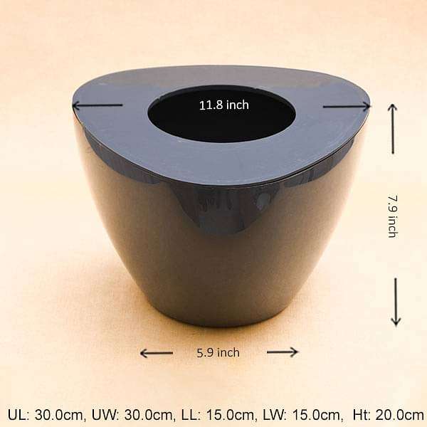 12 inch (30 cm) Triangle Shape Big Plastic Planter (Grey) - Image 2