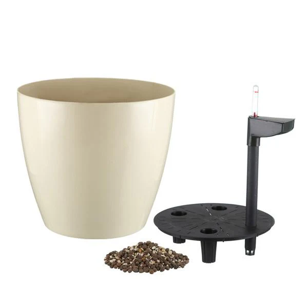 13.5 inch (34 cm) GW 07 Self Watering Round Plastic Planter (Ivory) - Image 2