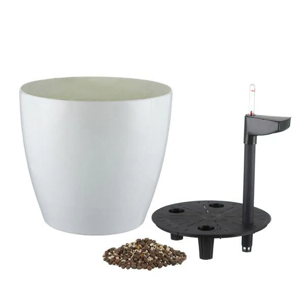 13.5 inch (34 cm) GW 07 Self Watering Round Plastic Planter (White) - Image 2