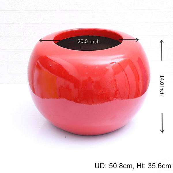 14 inch (36 cm) OTH-6 Round Fiberglass Planter (Red) - Image 2