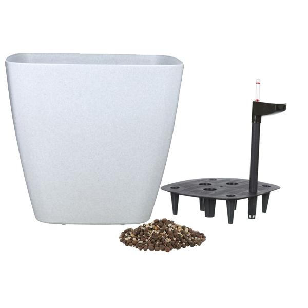 15.5 inch (39 cm) GW 09 Self Watering Square Plastic Planter (Grey) - Image 2