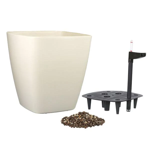 15.5 inch (39 cm) GW 09 Self Watering Square Plastic Planter (Ivory) - Image 2