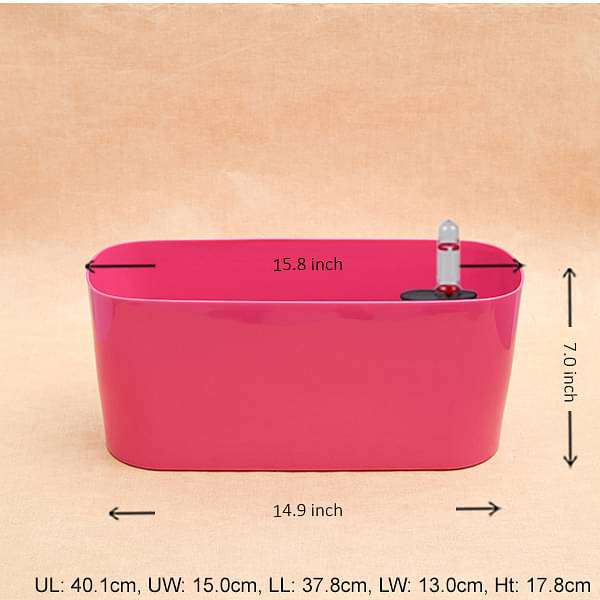 15.8 inch (40 cm) Florida Self Watering Oval Plastic Planter (Dark Pink) - Image 2