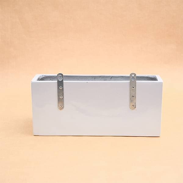 15 inch (38 cm) SML-010 Wall Mounted Rectangle Fiberglass Planter (White) - Image 3