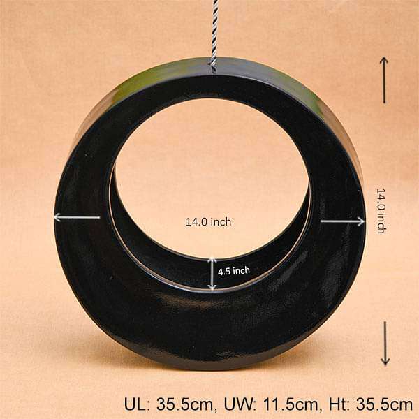 15 inch (38 cm) SML-014 Moon Fiberglass Planter (Black) - Image 2