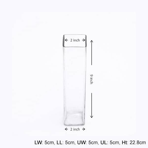 2 inch (5 cm) Square Glass Vase (9 inch (23 cm) Height) - Image 2