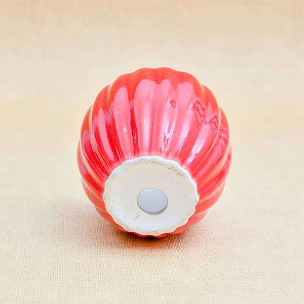 3.1 inch (8 cm) Vertical Ridges Pattern Round Ceramic Pot (Red) (set of 2) - Image 3