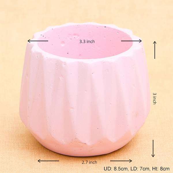 3.3 inch (8 cm) Dholki Concrete Pot (Pink) - Image 2