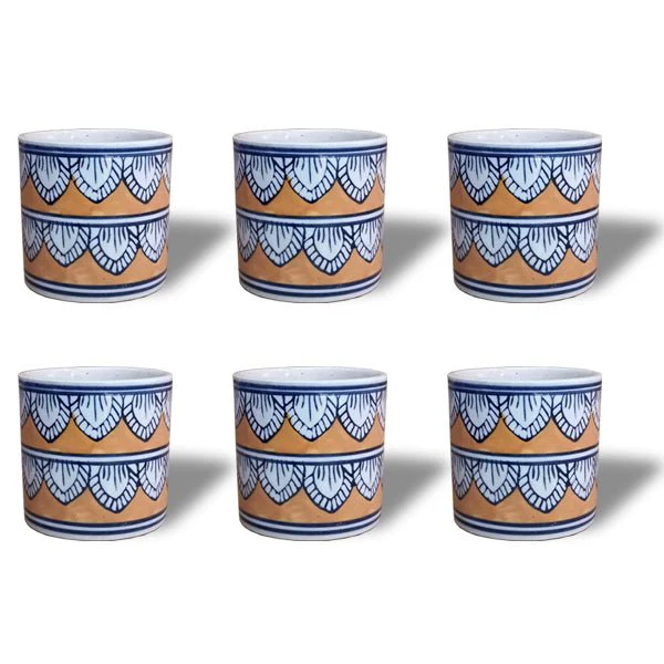 3.5 inch (8 cm) Leaf Design Cylindrical Ceramic Pot - Image 5