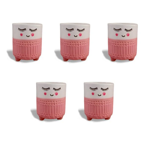 3.7 inch (9 cm) Cute Shy Girl Round Ceramic Pot - Image 6