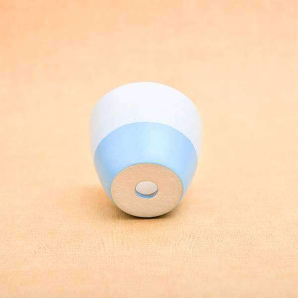 3.7 inch (9 cm) CP036 Round Egg Ceramic Pot with Plate (White, Blue) (set of 2) - Image 3