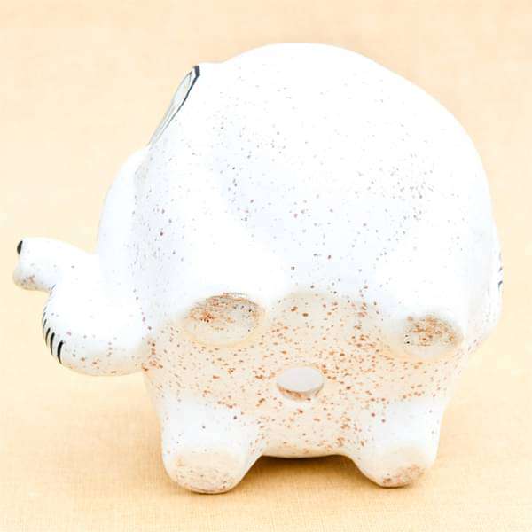 3.7 inch (9 cm) Elephant Shape Marble Finish Ceramic Pot (White) (set of 2) - Image 3