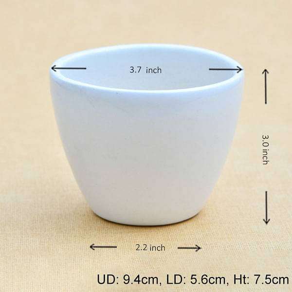 3.7 inch (9 cm) Round Egg Ceramic Pot (White) (set of 2) - Image 2