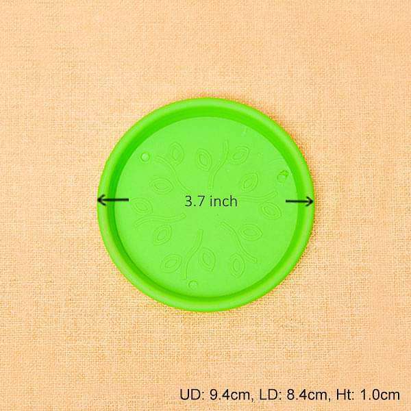 3.7 inch (9 cm) Round Plastic Plate for 4 inch (10 cm) Grower Pots (Green) (set of 6) - Image 2