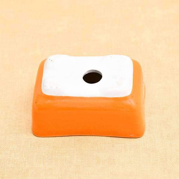3.8 inch (10 cm) Bonsai Rectangle Ceramic Pot (Orange) (set of 3) - Image 3
