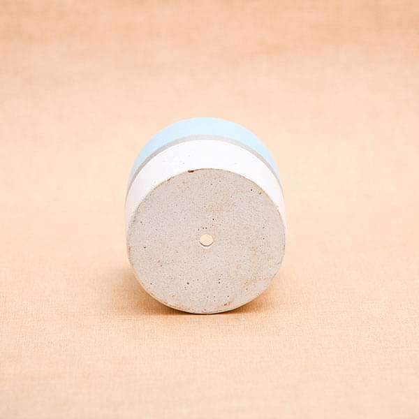 4 inch (10 cm) Circlet Concrete Pot (Rustic White, Sky Blue) - Image 3