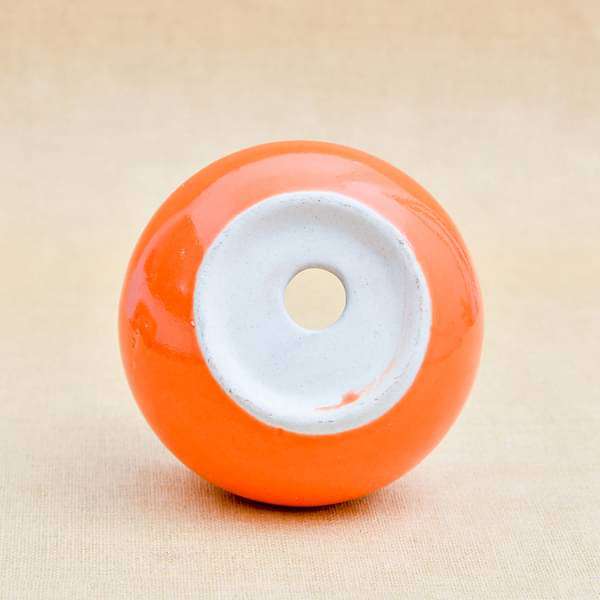 3 inch (8 cm) Handi Shape Round Ceramic Pot (Orange) (set of 3) - Image 2