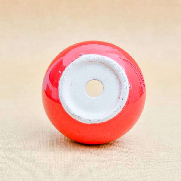 3 inch (8 cm) Handi Shape Round Ceramic Pot (Red) (set of 3) - Image 3